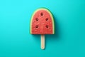 A watermelon ice cream stick with the word watermelon on it. AI generation