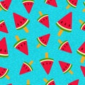 Watermelon ice cream summer seamless pattern Royalty Free Stock Photo