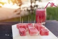 Watermelon Ice Cubes and juice