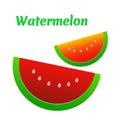 Watermelon icon. Cute red watermelon slide. Royalty Free Stock Photo