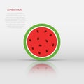 Watermelon icon in flat style. Juicy ripe fruit sign illustration pictogram. Dessert business concept Royalty Free Stock Photo