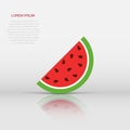 Watermelon icon in flat style. Juicy ripe fruit sign illustration pictogram. Dessert business concept Royalty Free Stock Photo