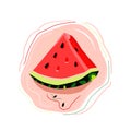 watermelon icon, juicy watermelon slice colored illustration, summer Royalty Free Stock Photo