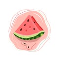 pink watermelon icon, juicy watermelon slice colored illustration, summer. Royalty Free Stock Photo