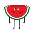 Watermelon illustration vector cartoon icon nutrition,vegetarian cute fruit background. Happy modern isolated white design smiling Royalty Free Stock Photo