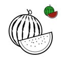 Watermelon images for coloring books Royalty Free Stock Photo