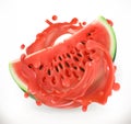 Watermelon juice. Fresh fruit. Vector icon