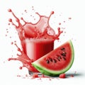 watermelon juice splash isolated on white background. ai generative Royalty Free Stock Photo