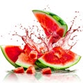 watermelon juice splash on white background Royalty Free Stock Photo