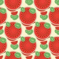 Watermelon and kiwi pattern. Fresh fruit halves pattern