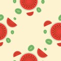 Watermelon and kiwi pattern. Royalty Free Stock Photo