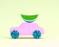 Watermelon layout wheel and car purple on yellow pastel background. minimal idea food and fruit concept. Idea creative to produce Royalty Free Stock Photo
