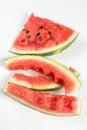 Watermelon leftovers above white background