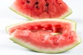 Watermelon leftovers above white background