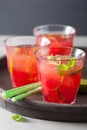 Watermelon lemonade with lime and mint, summer refreshing drink Royalty Free Stock Photo