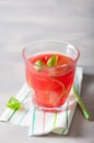 Watermelon lemonade with lime and mint, summer refreshing drink Royalty Free Stock Photo