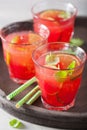 Watermelon lemonade with lime and mint, summer refreshing drink Royalty Free Stock Photo