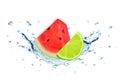 Watermelon and lime splash water Royalty Free Stock Photo