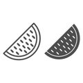 Watermelon line and solid icon, fruits concept, Big watermelon slice with seed sign on white background, Melon icon in Royalty Free Stock Photo