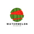 Watermelon Logo, Fresh Red Fruit Farmer Farm Vector, Watermelon Juice Template Illustration Design