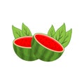 Watermelon Logo, Fresh Red Fruit Farmer Farm Vector, Watermelon Juice Template Illustration Design