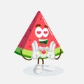 Watermelon Logo mascot in love pose Royalty Free Stock Photo