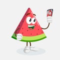 Watermelon Logo mascot with selfie pose