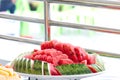 Watermelon is a lot of small pieces in the plate Royalty Free Stock Photo