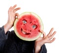 Watermelon mask and human eyes for helloween