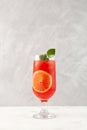 Watermelon melon Sangria in steamed glass. Summer Iced cocktail. Refreshing drink with watermelon juice Royalty Free Stock Photo