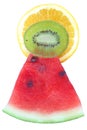 Watermelon, orange & kiwi pyramid