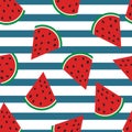 Watermelon pattern on blue background. Baby background for fabric textile Royalty Free Stock Photo