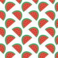 Watermelon pattern green red black flat illustration on white background summer colorful juicy