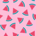 Watermelon pattern on pink background Royalty Free Stock Photo