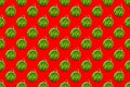 Watermelon pattern on red background