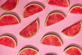 Watermelon pattern. Sliced watermelon on white background. Flat lay, top view