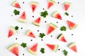Watermelon pattern. Sliced watermelon on white background