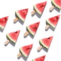 Watermelon pattern. Sliced watermelon on white background.