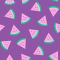 Watermelon pattern on violet background Royalty Free Stock Photo