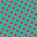 Watermelon patterns on blue background vector illustration Royalty Free Stock Photo