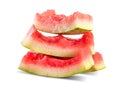 Watermelon peel peices. Ripe sweet watermelon isolated on white. Summer Royalty Free Stock Photo