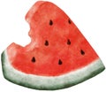 Watermelon piece on a white background. Watercolor illustration of a watermelon slice. Sweet red juicy fruit. Healthy Royalty Free Stock Photo