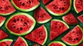 Watermelon pieces pattern illustration. Watermelon slices pattern. Watermelon abstract print, banner.