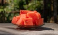 watermelon pieces  in a plate Royalty Free Stock Photo