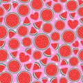 Watermelon pieces Seamless pattern surface design. Vector illustration isolated on pink