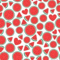 Watermelon pieces Seamless pattern surface design. Vector illustration isolated on white
