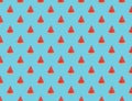 Seamless watermelon pieces pattern background on skyblue background.