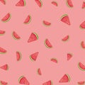 Watermelon pink fruit pattern background