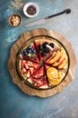 Watermelon pizza with various fruts Royalty Free Stock Photo