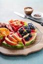 Watermelon pizza with various fruts Royalty Free Stock Photo